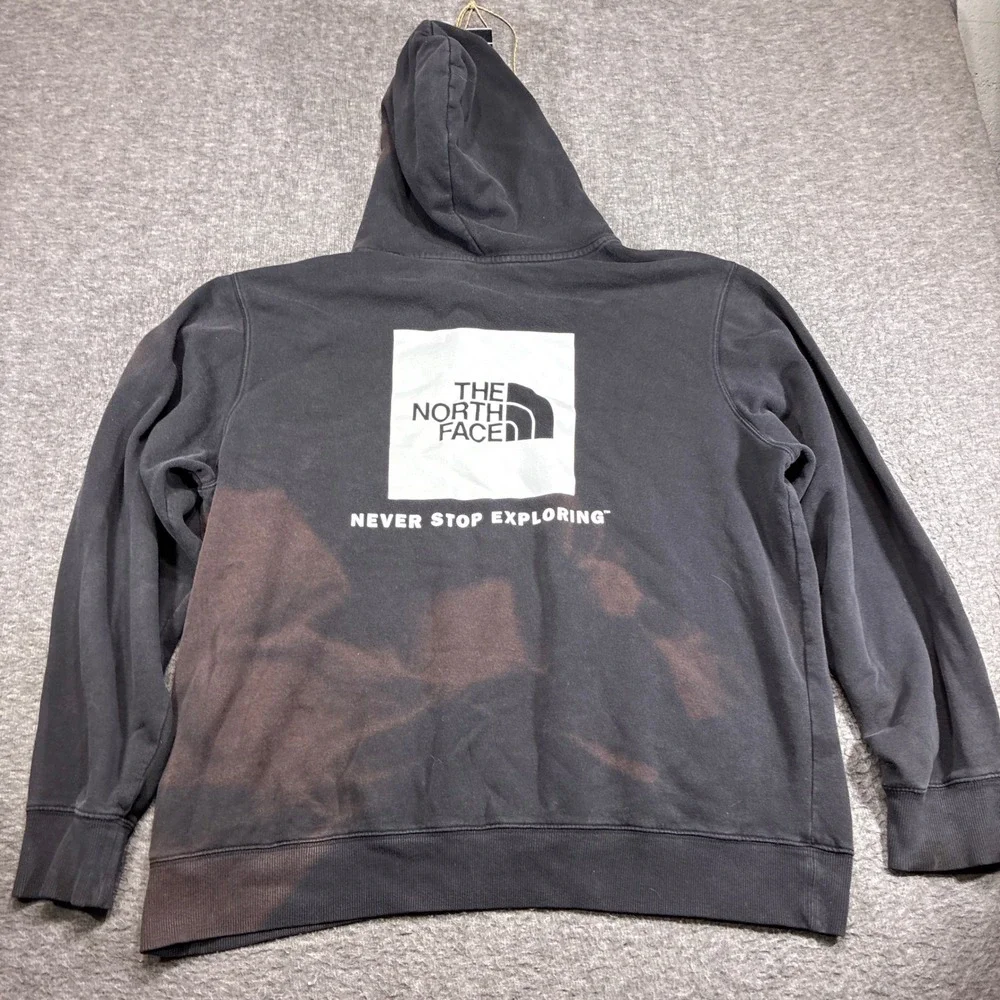 The North Face Hoodie Mens XL Black Sick Faded Sun Box Logo Pullover Gorpore